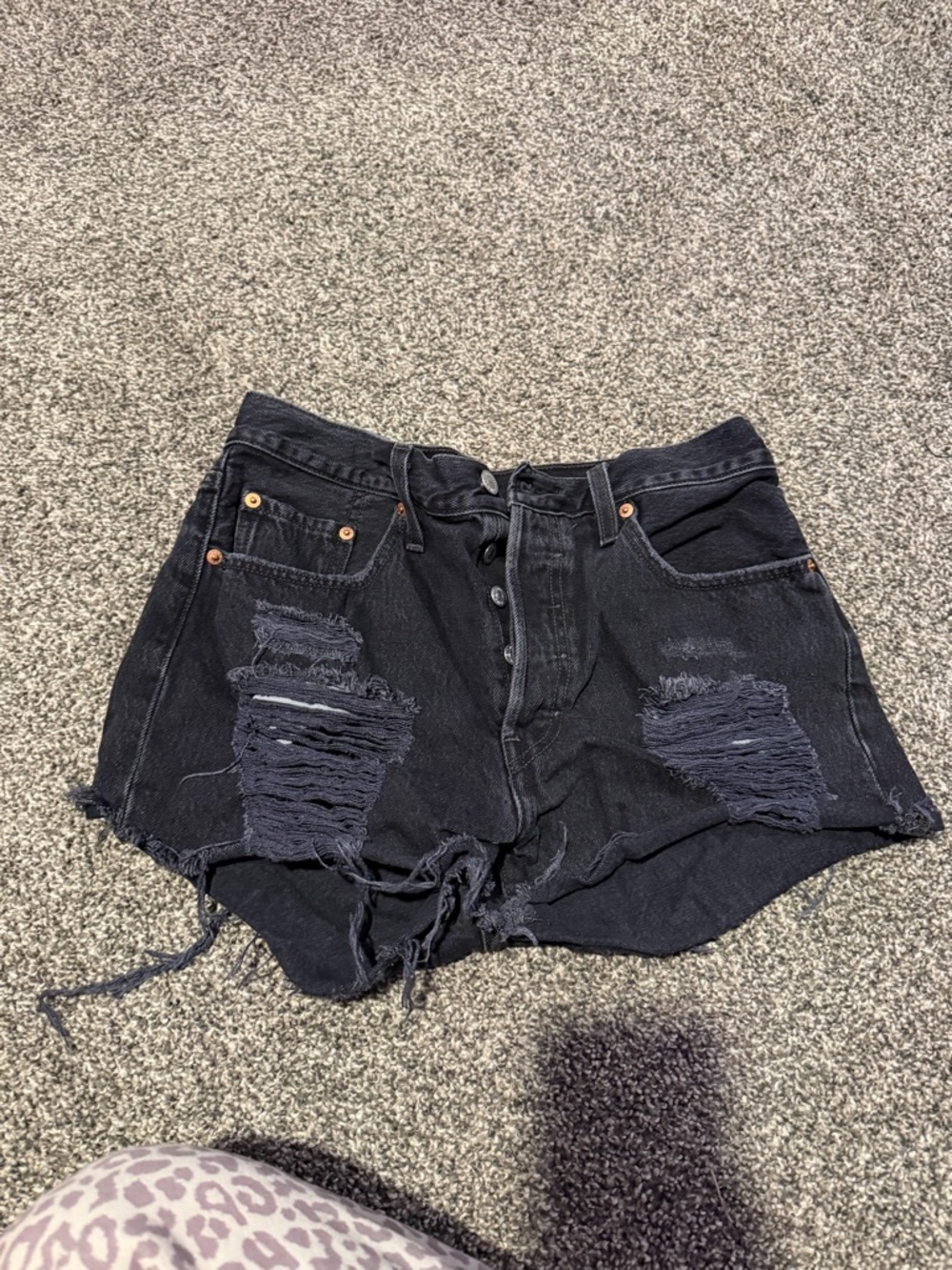 Levi's Black Distressed High-Waist Denim Shorts